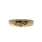 I Will - Vintage 10K Gold Natural Diamond Engraved Wedding Band Ring (VR1081)