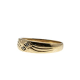 I Will - Vintage 10K Gold Natural Diamond Engraved Wedding Band Ring (VR1081)