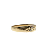 I Will - Vintage 10K Gold Natural Diamond Engraved Wedding Band Ring (VR1081)