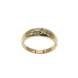 I Will - Vintage 10K Gold Natural Diamond Engraved Wedding Band Ring (VR1081)