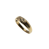 I Will - Vintage 10K Gold Natural Diamond Engraved Wedding Band Ring (VR1081)