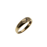 I Will - Vintage 10K Gold Natural Diamond Engraved Wedding Band Ring (VR1081)