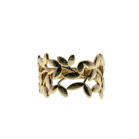 Wisteria -  Vintage 10K Gold Open-Work Foliage Band Ring (VR1083)