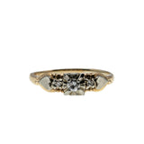 Diamonds & Hearts - Vintage 14K Yellow & White Gold Natural Diamond Engagement Ring (VR1085)