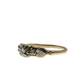 Diamonds & Hearts - Vintage 14K Yellow & White Gold Natural Diamond Engagement Ring (VR1085)