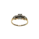 Diamonds & Hearts - Vintage 14K Yellow & White Gold Natural Diamond Engagement Ring (VR1085)
