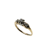 Diamonds & Hearts - Vintage 14K Yellow & White Gold Natural Diamond Engagement Ring (VR1085)
