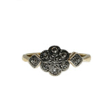 Petals Of Perfection - Art Deco English 18K Gold Platinum Diamond Daisy Flower Cluster Ring (ADR242)