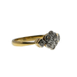 Petals Of Perfection - Art Deco English 18K Gold Platinum Diamond Daisy Flower Cluster Ring (ADR242)