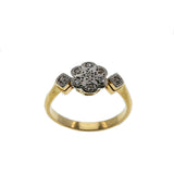 Petals Of Perfection - Art Deco English 18K Gold Platinum Diamond Daisy Flower Cluster Ring (ADR242)