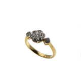 Petals Of Perfection - Art Deco English 18K Gold Platinum Diamond Daisy Flower Cluster Ring (ADR242)