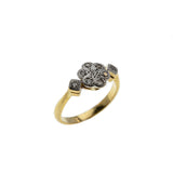 Petals Of Perfection - Art Deco English 18K Gold Platinum Diamond Daisy Flower Cluster Ring (ADR242)