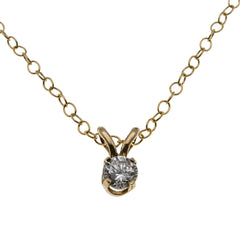 Brilliant Drop - Vintage 14K Gold Natural Diamond Solitaire Pendant & 14K Gold Fill Chain (VP286)