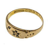 Delightful-Edwardian English 18K Gold Natural Rose Cut Diamond & Sapphire Gypsy Ring (EDR069)