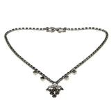 Sparkling Cascade - Vintage Rhodium Plated Crystal Rhinestone Necklace (VN253)