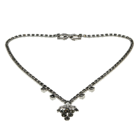 Sparkling Cascade - Vintage Rhodium Plated Crystal Rhinestone Necklace (VN253)