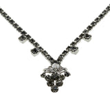 Sparkling Cascade - Vintage Rhodium Plated Crystal Rhinestone Necklace (VN253)