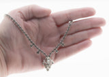 Sparkling Cascade - Vintage Rhodium Plated Crystal Rhinestone Necklace (VN253)