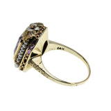 Purple Reign - Edwardian Dated 1919 14K Gold Natural Amethyst & Pearl 'Forget-Me- Knot' Filigree  Ring (EDR102)