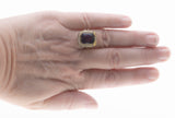 Purple Reign - Edwardian Dated 1919 14K Gold Natural Amethyst & Pearl 'Forget-Me- Knot' Filigree  Ring (EDR102)