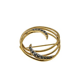 Sparkling Swirls - Vintage Gold Plated Crystal Rhinestone Brooch (VBR334)