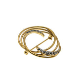 Sparkling Swirls - Vintage Gold Plated Crystal Rhinestone Brooch (VBR334)