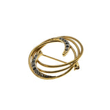 Sparkling Swirls - Vintage Gold Plated Crystal Rhinestone Brooch (VBR334)
