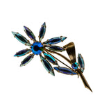 Flower Of Colour - Vintage Gold Plated Austrian Swarovski  Aurora Borealis Crystal Rhinestone Brooch (VBR335)