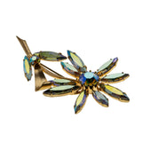 Flower Of Colour - Vintage Gold Plated Austrian Swarovski  Aurora Borealis Crystal Rhinestone Brooch (VBR335)