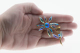 Flower Of Colour - Vintage Gold Plated Austrian Swarovski  Aurora Borealis Crystal Rhinestone Brooch (VBR335)