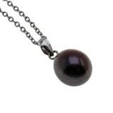 Sparrow's Treasure - Vintage 18K White Gold Cultured Black Pearl Pendant & Chain (VP288)