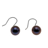 Sparrow's Treasure - Vintage 14K Gold Genuine Cultured Black Pearl Dangly Earrings (VE510)