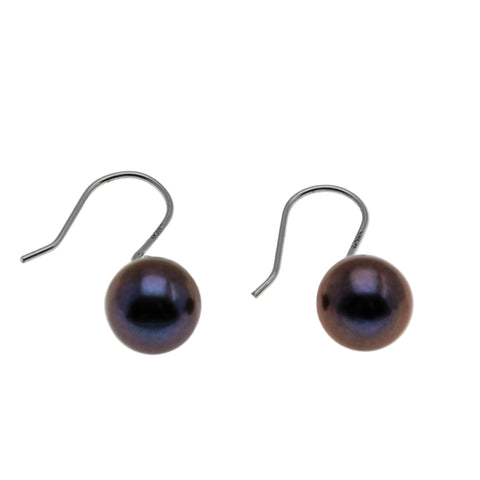 Sparrow's Treasure - Vintage 14K Gold Genuine Cultured Black Pearl Dangly Earrings (VE510)