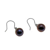 Sparrow's Treasure - Vintage 14K Gold Genuine Cultured Black Pearl Dangly Earrings (VE510)