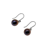 Sparrow's Treasure - Vintage 14K Gold Genuine Cultured Black Pearl Dangly Earrings (VE510)