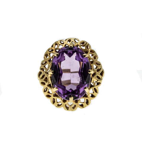 Changes - Vintage 14K Gold Synthetic Color Change Sapphire Ornate Ring (VR859)