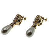 My Special Day - Vintage Signed Vendome Gold Plated Pearl, Austrian Crystal Rhinestone Necklace & Clip-On Earring Set (VN254)