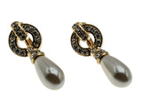 My Special Day - Vintage Signed Vendome Gold Plated Pearl, Austrian Crystal Rhinestone Necklace & Clip-On Earring Set (VN254)