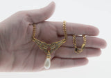 My Special Day - Vintage Signed Vendome Gold Plated Pearl, Austrian Crystal Rhinestone Necklace & Clip-On Earring Set (VN254)