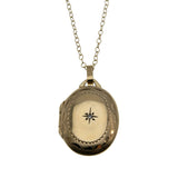 Starstruck - Vintage 10K Gold Natural Diamond Engraved Locket Pendant & 14K Gold Fill Chain (VP289)