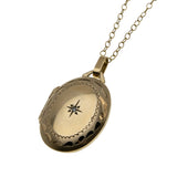 Starstruck - Vintage 10K Gold Natural Diamond Engraved Locket Pendant & 14K Gold Fill Chain (VP289)