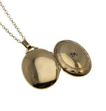 Starstruck - Vintage 10K Gold Natural Diamond Engraved Locket Pendant & 14K Gold Fill Chain (VP289)