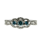 Something Blue - Vintage 14K White Gold Natural Blue & White Diamond Ring (VR1086)