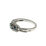 Something Blue - Vintage 14K White Gold Natural Blue & White Diamond Ring (VR1086)