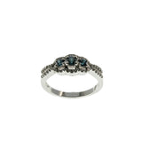 Something Blue - Vintage 14K White Gold Natural Blue & White Diamond Ring (VR1086)