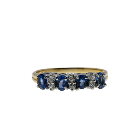 Rivulets Of Light - Vintage English 18K Gold Natural Ceylon Sapphire & Diamond Ring (VR1087)