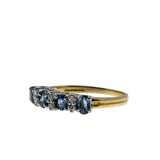 Rivulets Of Light - Vintage English 18K Gold Natural Ceylon Sapphire & Diamond Ring (VR1087)