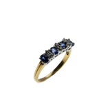 Rivulets Of Light - Vintage English 18K Gold Natural Ceylon Sapphire & Diamond Ring (VR1087)