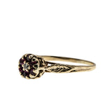 Vintage Rose - Vintage 14K Gold Natural Rhodolite Garnet & Diamond Flower Cluster Ring (VR1088)