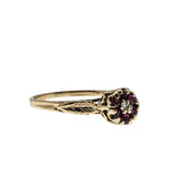 Vintage Rose - Vintage 14K Gold Natural Rhodolite Garnet & Diamond Flower Cluster Ring (VR1088)